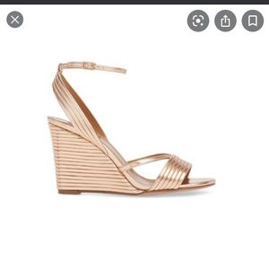 Aquazurra Rose Gold Sundance Sandal Wedges